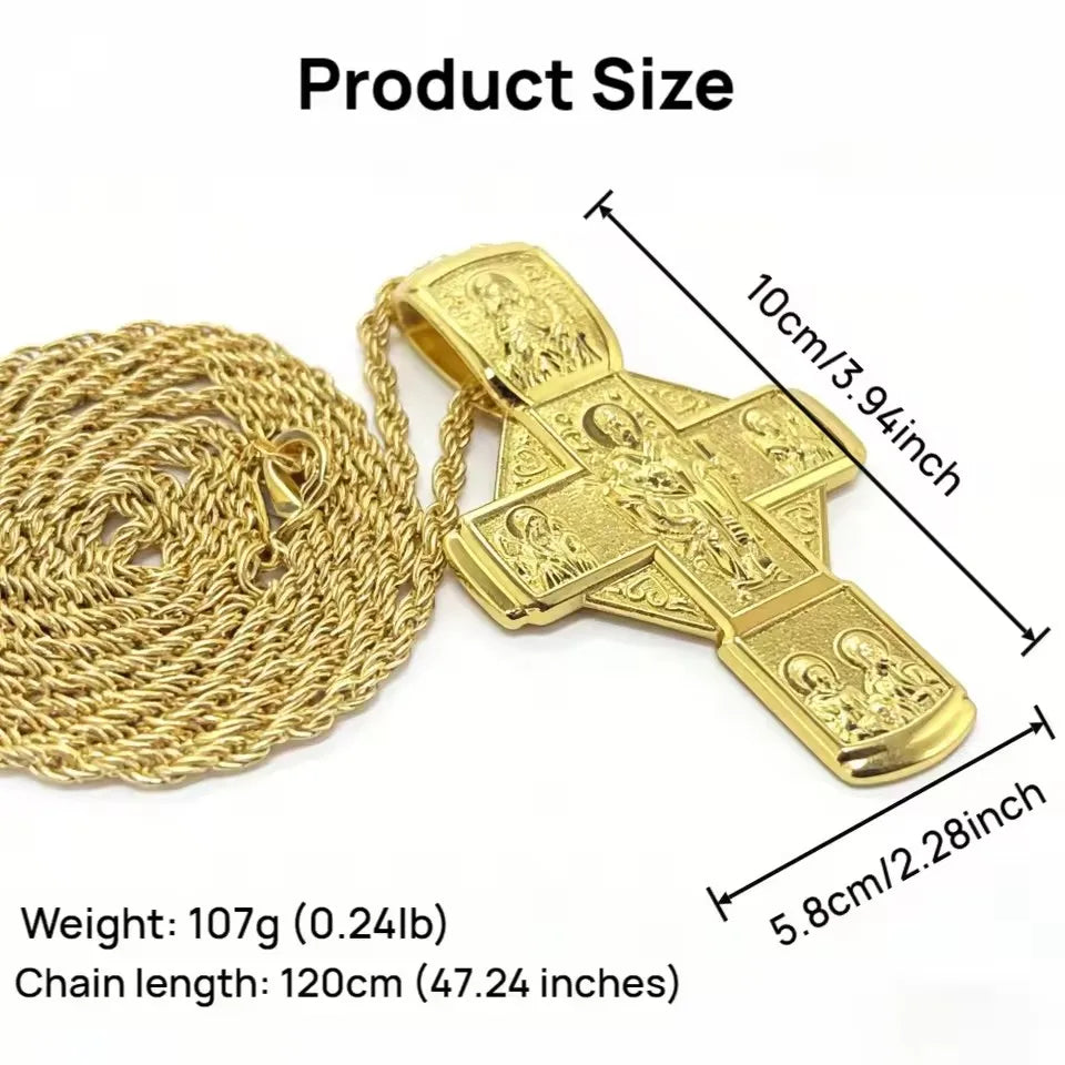 New 2026 Orthodox Jesus Cross Pendant Church Pastor Chest Pendant Religious Ritual Supplies Prayer Prayer Alloy Cross Necklace