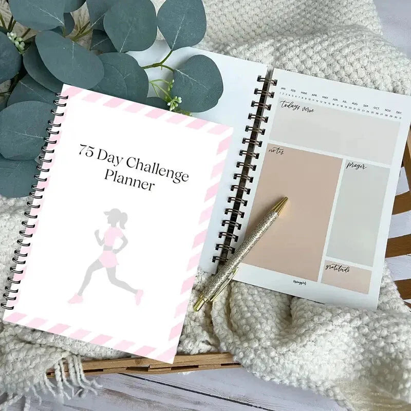 75 Day Challenge Planner Fitness Plan Weight Loss Record Book Daily Journal Notebook