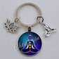 Indian Buddha Meditation 7 Chakra Mandala Psychedelic Yoga Glass Cabochon Keychain Ornament