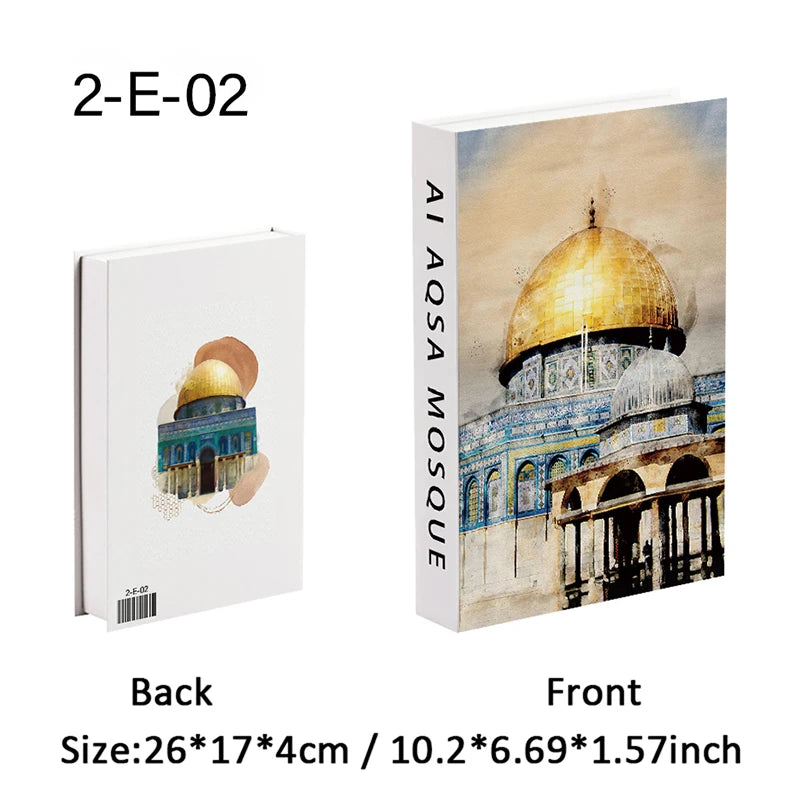 Islamic Mosque Luxury Fake Book Storage Box Kaaba Decorative Books Home Decor Coffee Table Bedroom Ornament Interior Decoration
