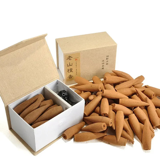 1Box Oversized 30 Minutes Smoke Backflow Tower Incense Cones 22 Pcs Gift Hardcover Sandalwood Incense With Holder Ceramic Burner