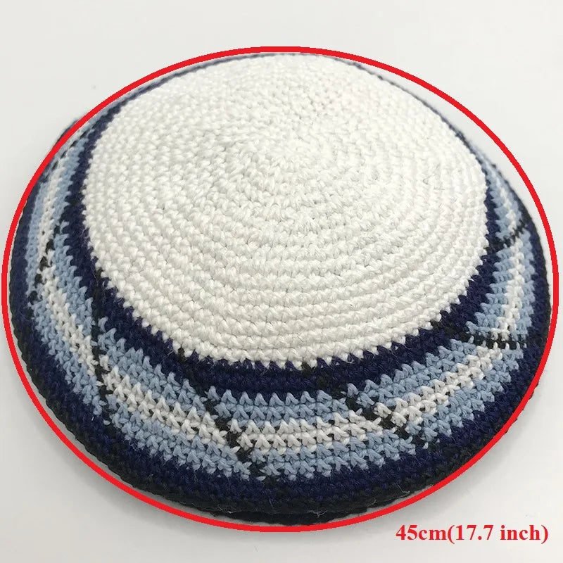 15cm/16cm/17cm Kippah Traditional Jewish Yarmulke Hand Made Knit Judaica Yamaka Kippot Hat for Men