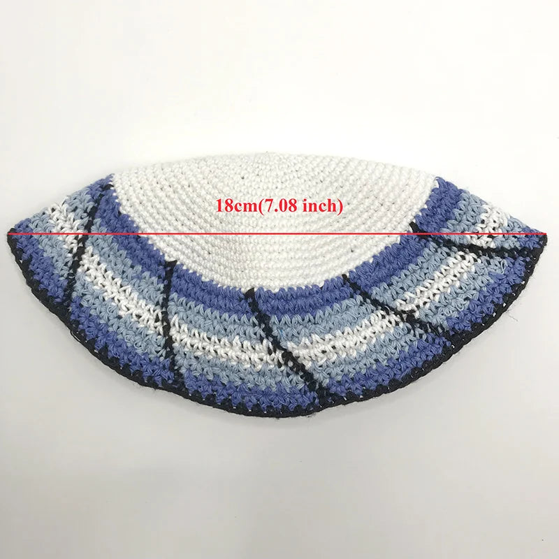 Jewish Yamaka Hat Handmade Knitted for Men Judaica Kippah Yarmulke Kipa Kippot Gift 18cm