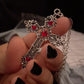 Y2K Punk Crystal Big Cross Pendant Necklaces for Women Men Gothic Irregular Cross Clavicle Chain Necklaces Aesthetic Jewelry