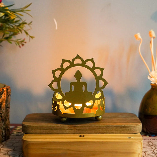 1PC Metal Buddha Statue Candle Holder Candle Holder Diwali Festival Candle Holder Decoration, Fortune Peace Candle Lamp Crafts H
