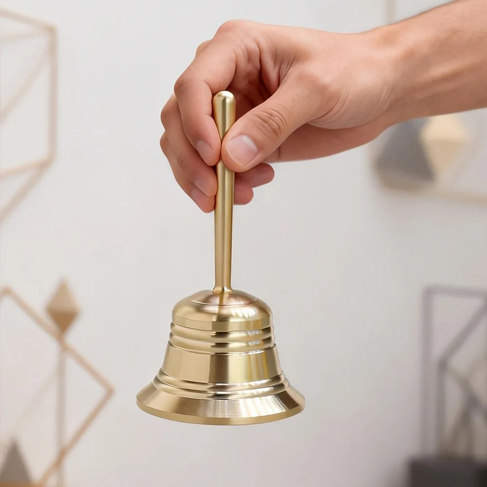Sound-producing Solid Brass Call Bell Polishing Crisp Sound Hand Bell Vintage with Bell Clapper Bell Desktop Ornaments