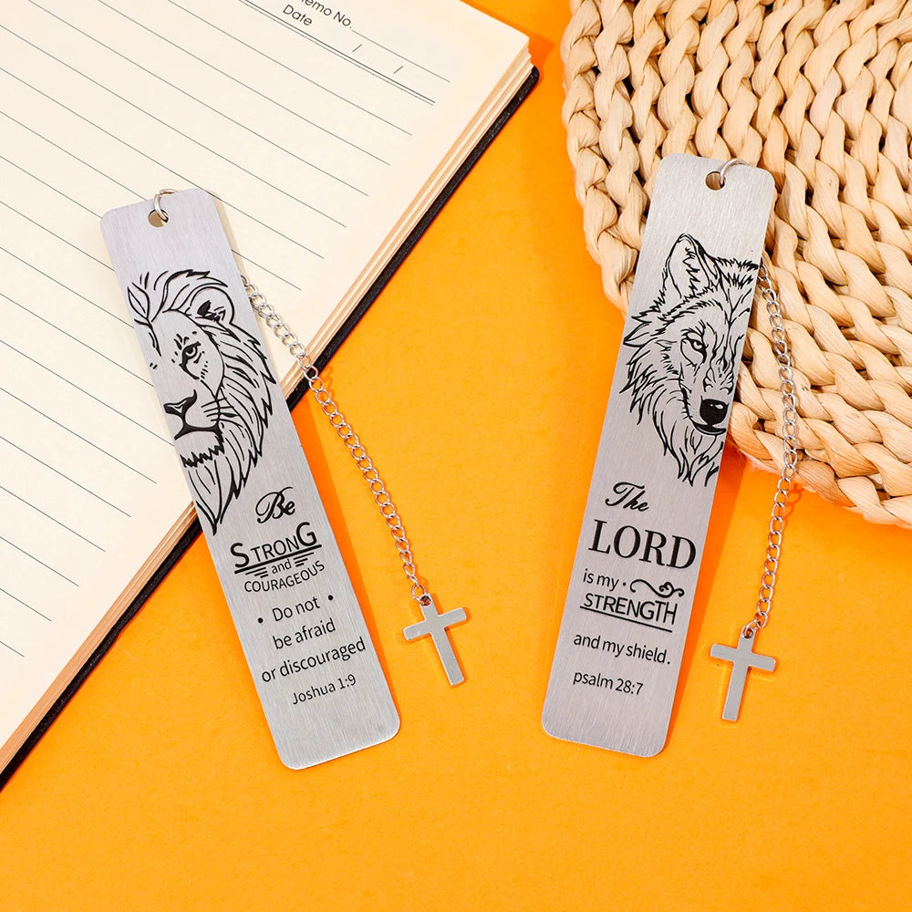 The Lion King Bookmark with Cross Pendant ,Bible Verse Inspirational Religious Gift, Christian for Reading Lovers Book Accessory