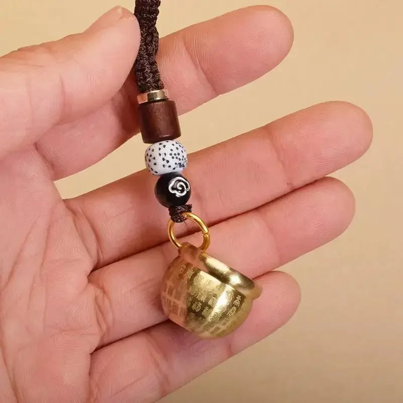 Chinese Feng Shui Gourd Keychain With Five Emperors Money Lucky Pendant Creative Wealth Key Ring Home Office Women Men Bag Charm