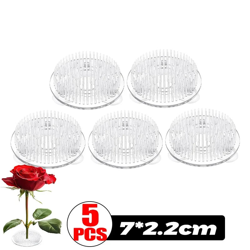 Round Ikebana Stem Holder Clear Flower Suction Cup Holder Flower Arranging Fixed Base Pot Vase Floral Rubber Bracket Home Decor