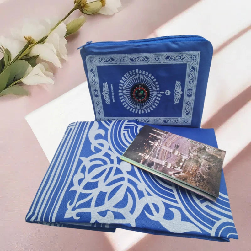 Lightweight Travel Prayer Mats Compass Pattern Muslim Prayer Mats Pilgrim Ramadan Gift Muslim Waterproof Polyester Prayer Rugs