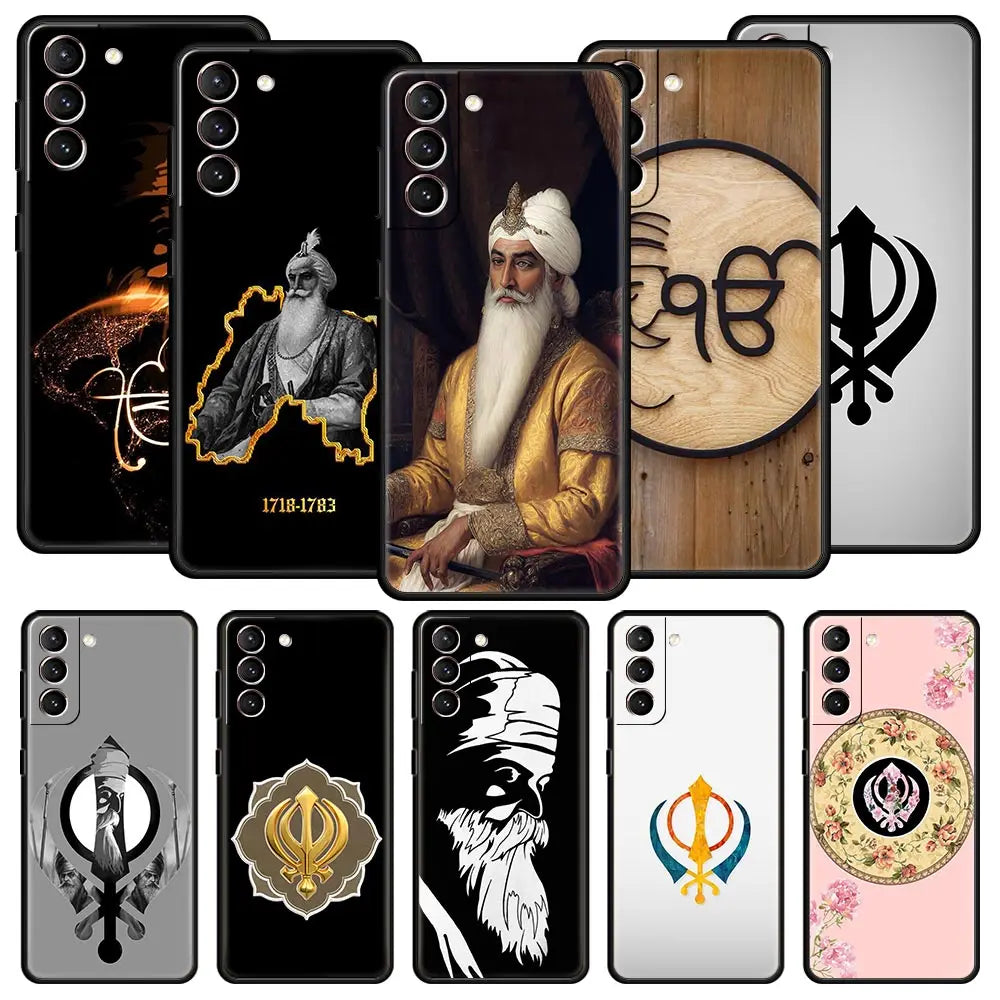Sikh Khanda Sikhism Soft Phone Case For Samsung Galaxy S25 Edge S24 Plus S23 FE S22 S21 S20 Ultra 5G S10 Black Protect Cover
