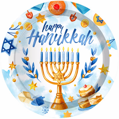 Happy Hanukkah Party Disposable Tableware Sets Paper Plates Cups Napkins Party Dinnerware Decor