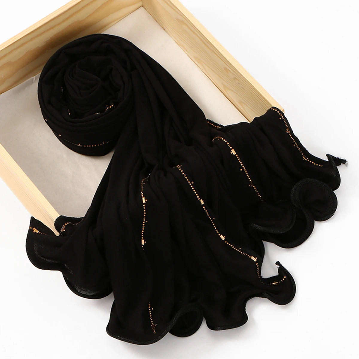Rhinestone Modal Cotton Jersey Hijab Scarf For Women Stretch Shawl Plain Muslim Headband Fashion Solid Color Long Muffler