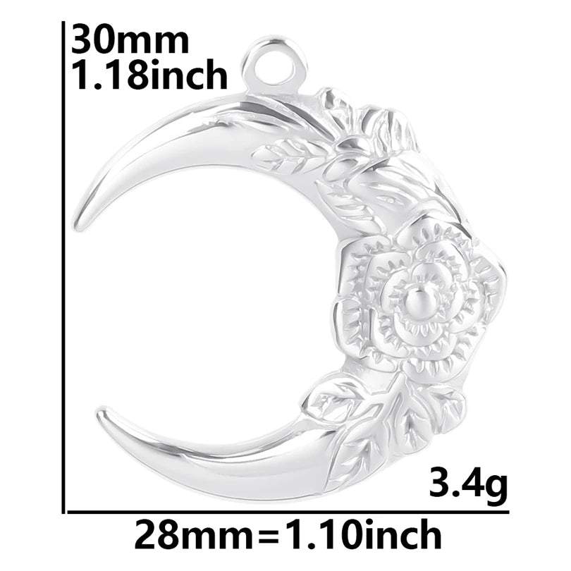 100% Stainless Steel Moon Pendants For Jewelry Making Supplies Various Luna Animal Wings Sun Star Eye Charms In Bulk Accessories