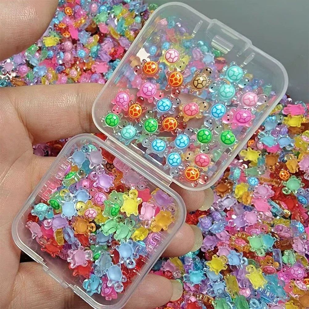 1000-100pcs Mini Resin Turtles Night Glow Turtle Figurines Multi-Function Glow in The Night Turtle Miniatures for Micro Landsca