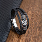 Retro Norse Hexagram Star of David Bracelet Men Stainless Steel Six Point Star Amulet Leather Wristband Religion Jewish Jewelry