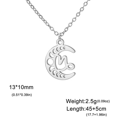 LIKGREAT Celtic Moon 12 Star Zodiac Sign Necklace Stainless Steel 12 Constellation Pendant Choker Crescent Jewelry Birthday Gift