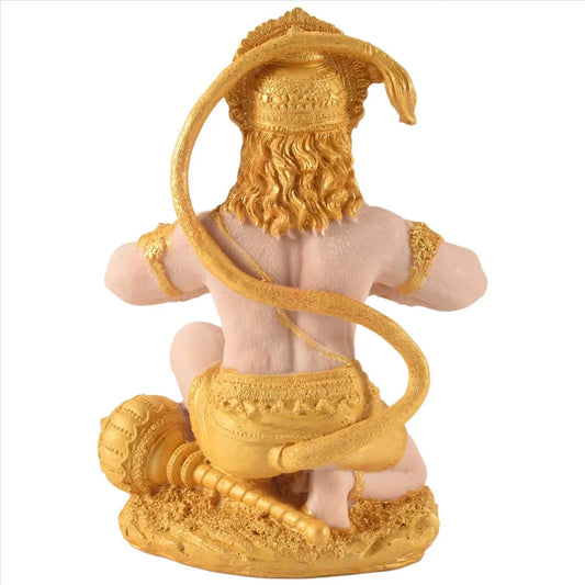 (ABAB) Gold Hanuman Statue Indian Lord Sculpture India Figurine Collection Idol Murti Pooja Sculpture for Decor Ornament