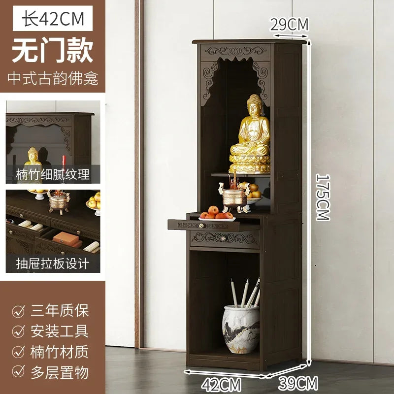 G1   Buddhist shrine stand cabinet, God of Wealth cabinet, household Buddha statue, Guan Gong Bodhisattva worship altar cabinet