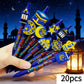 20 pieces Ramadan auspicious roundball pens, with star and moon pattern, specially designed for Islamic festival gifts.