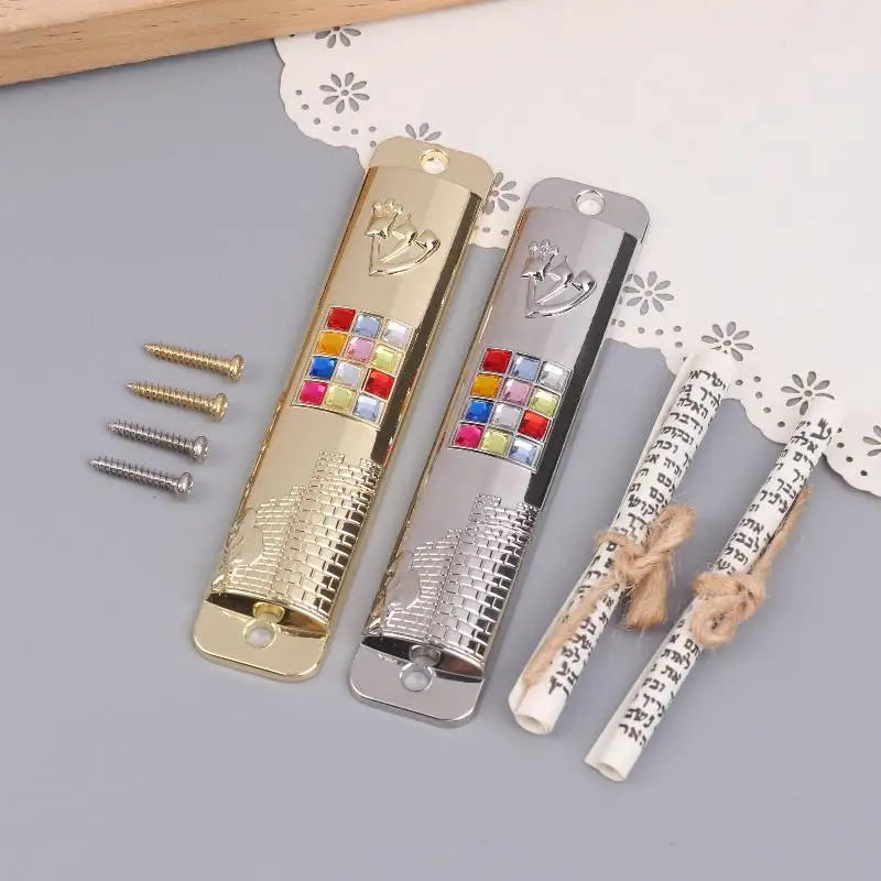 Door Metal Mezuzah Blessing Home Decoration Gift Hanukkah Decor Retro Religious Jerusalem Mezuza Case