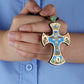 Diyalo Crucifix Jesus Christ Cross Icons Pendant Necklace Orthodox Wooden Beaded Chain Necklace Prayer Car Hanging Decor Jewelry
