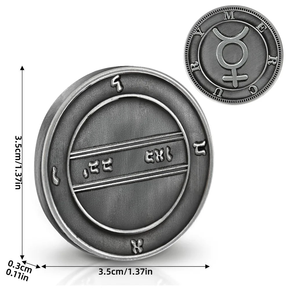Key of Solomon Pentacle Talisman Coin Planetary Seal Amulet Occult Metal Tokens for Rituals,Spiritual Divination Gift Set