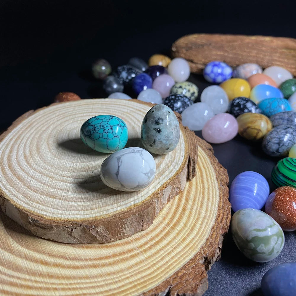 EG1-7 Mini Natural Stone Egg, Small Polished Egg Shaped Stone for Meditation Stress Relief Fidget Palm Desk Decor Gift