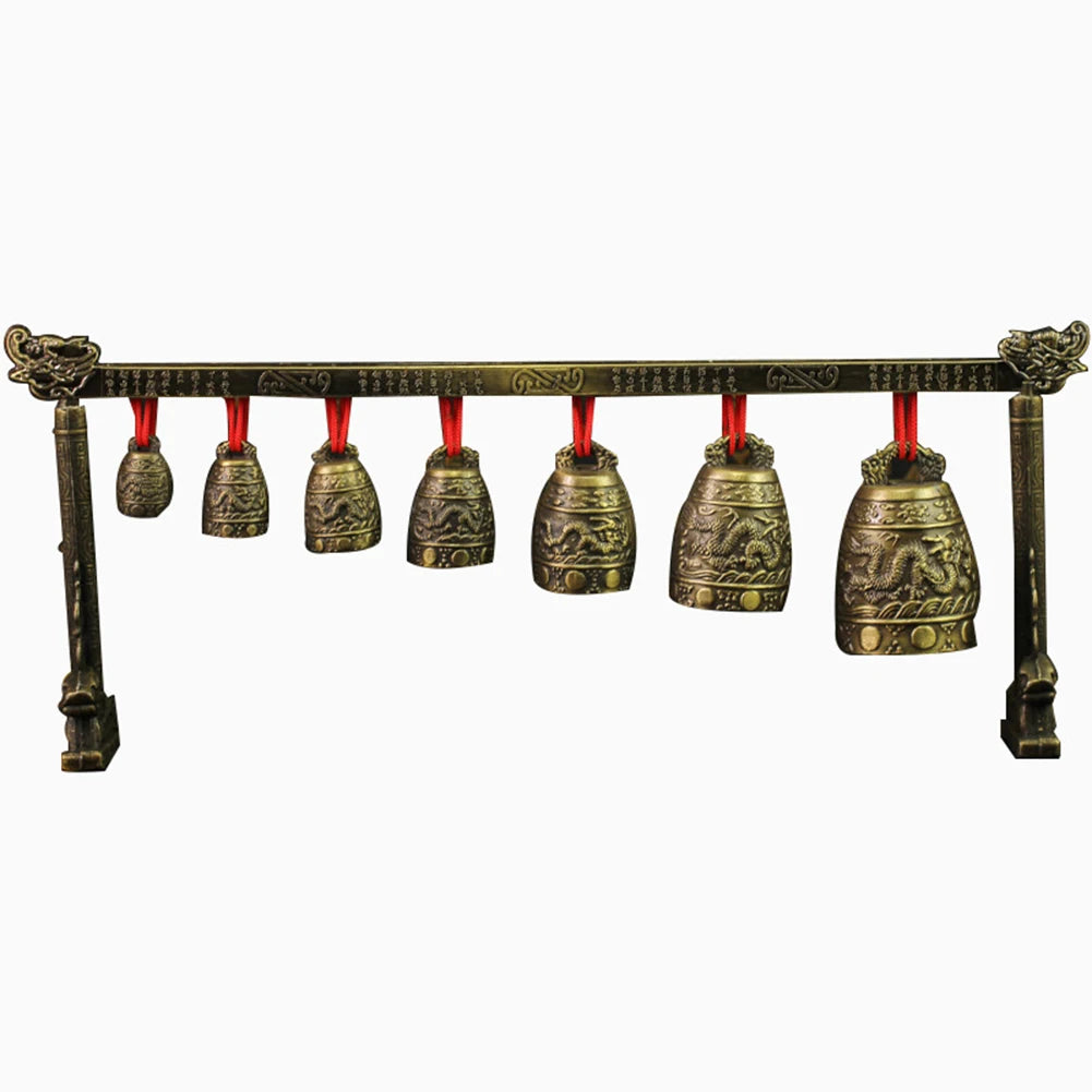 Bronze Meditation Gong With 7 Decorated Bells For Yoga Sound Healing And Relaxation Chinese Musical Percussion Instrument Set