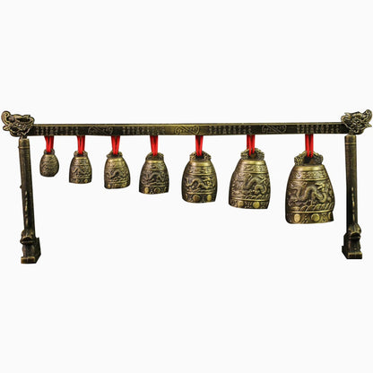 Bronze Meditation Gong With 7 Decorated Bells For Yoga Sound Healing And Relaxation Chinese Musical Percussion Instrument Set