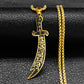Islamic Imam Ali Zulfiqar Sword Pendant Necklace for Women Men Stainless Steel Gold Color Arabic Religion Chain Jewelry NZZZ764