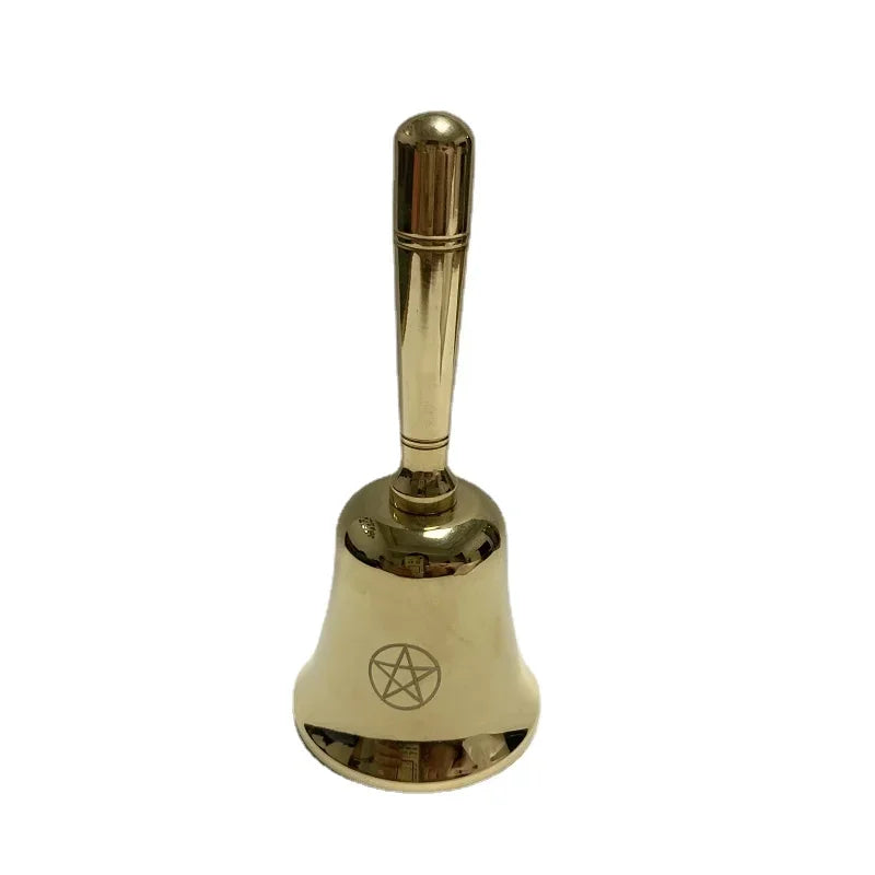 Brass Pentagram Hand Altar Bell Ritual Ringing For divination Meditation Pentacle wicca witchcraft supplies for altar