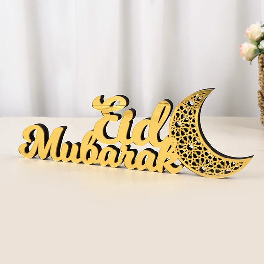 Eid Mubarak Acrylic Ornament Ramadan Mubarak Home Table Decoration Wooden Sign 2026 Islamic Muslim Party Decor Eid Al Adha Gift