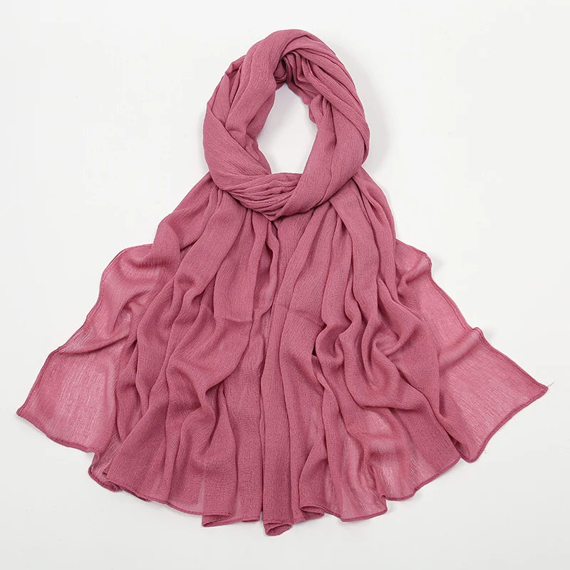 New Crinkle Rayon Hijab For Women Muslim Scarf Long Shawls Solid Islamic Turban Headband Heascarf Wraps Ramandan Headband