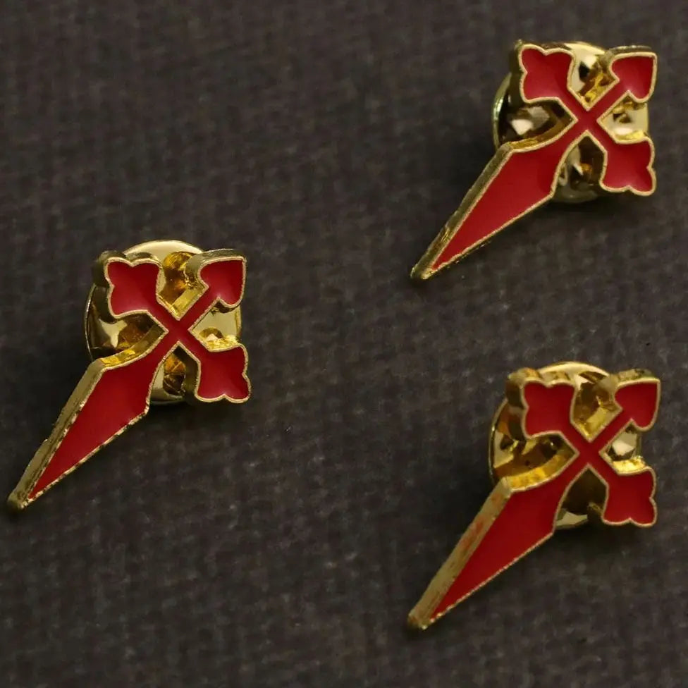 Cottvott 5Pcs/Lot Religious Red St.James Cross Brooch Church Prayer Group keepsake Sacraments Baptism Confirmation Pins Jewelry