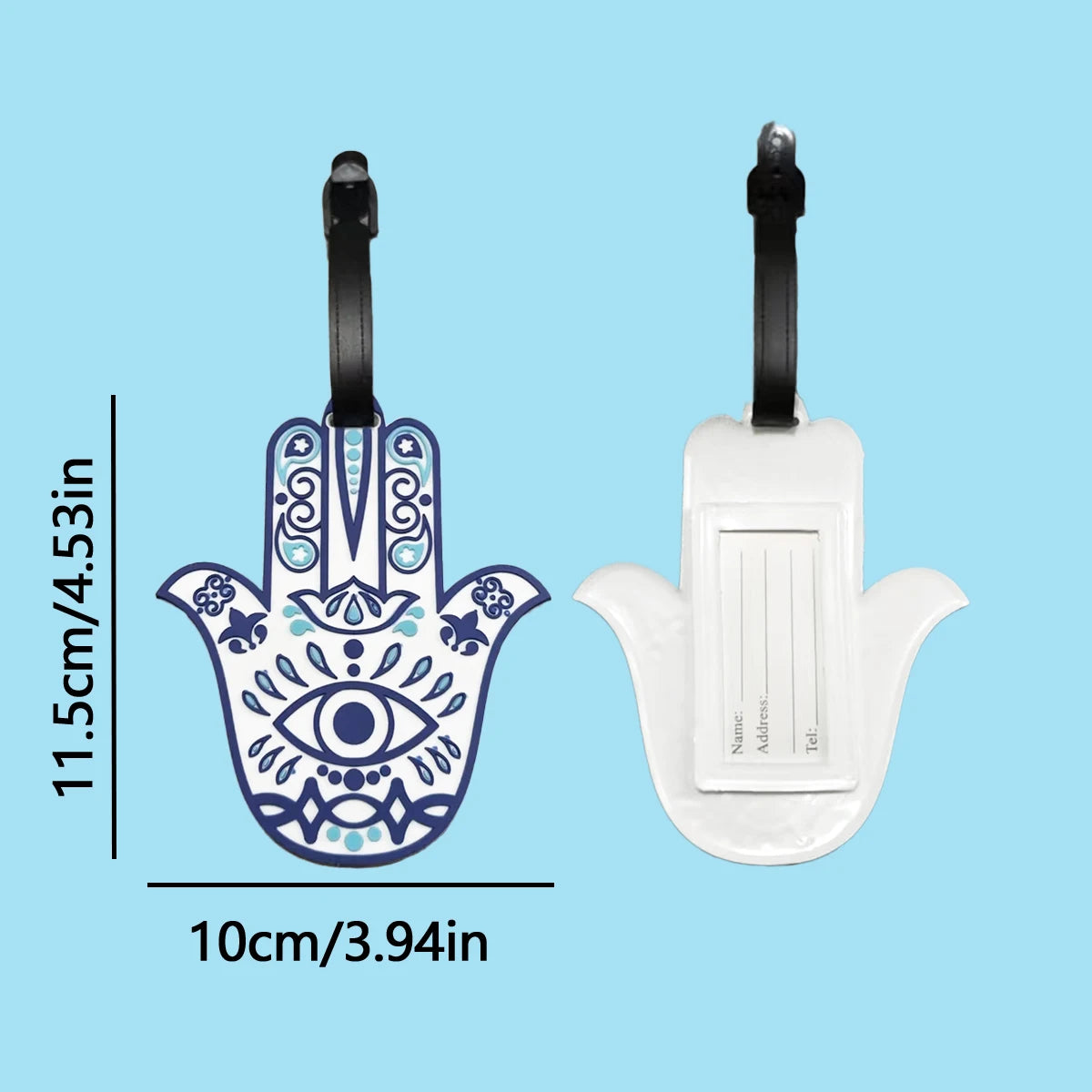 Fatima creative hand eye pattern luggage tag, airport check-in luggage tag, travel accessory to avoid loss.-zmt