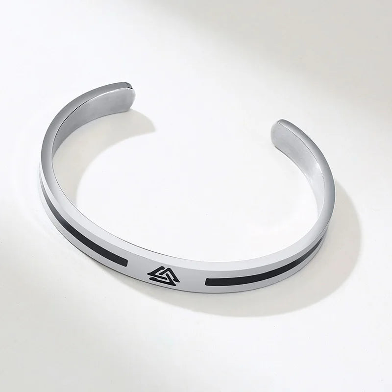 Men Bangle, Enemal Bangle Mens, Viking Logo Cuff Bracelet For Gentleman ,Stainless Steel Minimalist Bracelets