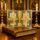 Vintage Gold Plated Orthodox Bible Cover with Enamel Holy Icons for Church Liturgy Home Altar Prayer Devotion Christian Gift Dec