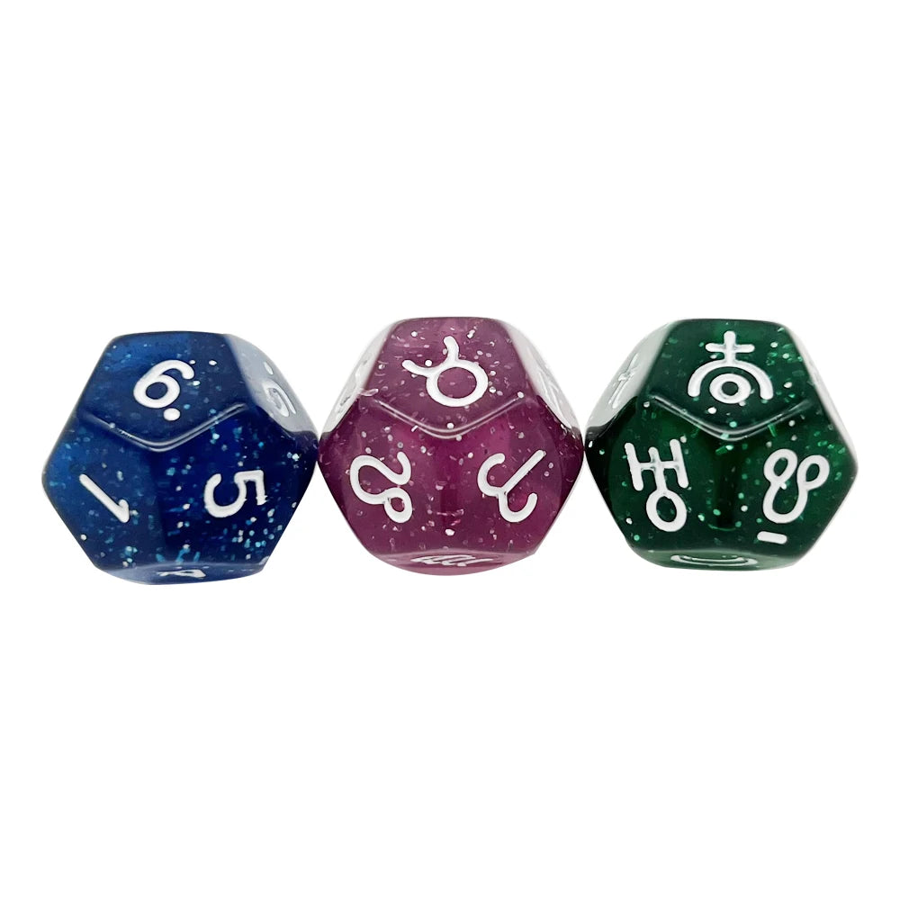 3Pcs Astrology Dice D8 D12 Tarot Dice Polyhedral Pearl Pattern Dice for Divination Astrology Tarot Cards Accessory