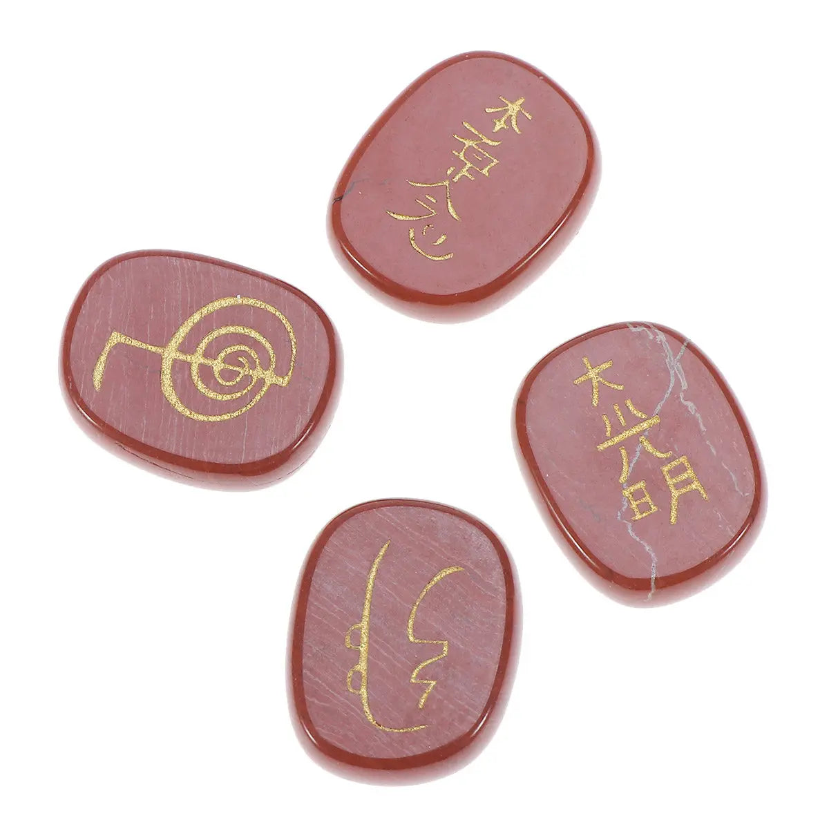 Engraved Red Jasper Chakra Gemstone Palm Stone for Healing Meditation Energy Balancing Portable Tool