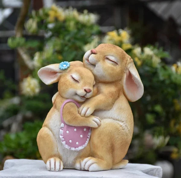 Pastoral Simulation Animal Resin Rabbit Couple Ornament Outdoor Garden Balcony Figurines Crafts Courtyard Accessories Decoration