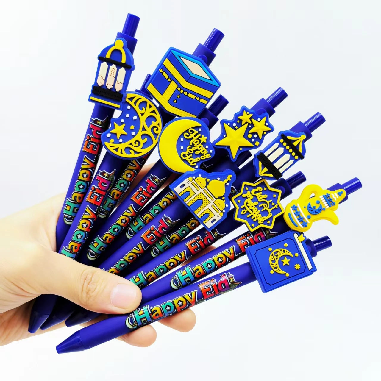 20 pieces Ramadan auspicious roundball pens, with star and moon pattern, specially designed for Islamic festival gifts.