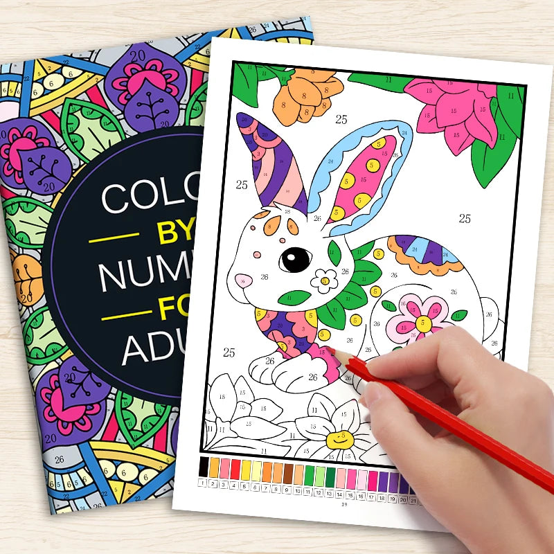 32 Pages Color By Number Mandala Coloring Book for Adults Relaxation Stress Relief Mindfulness Anti-Anxiety Therapy Gift