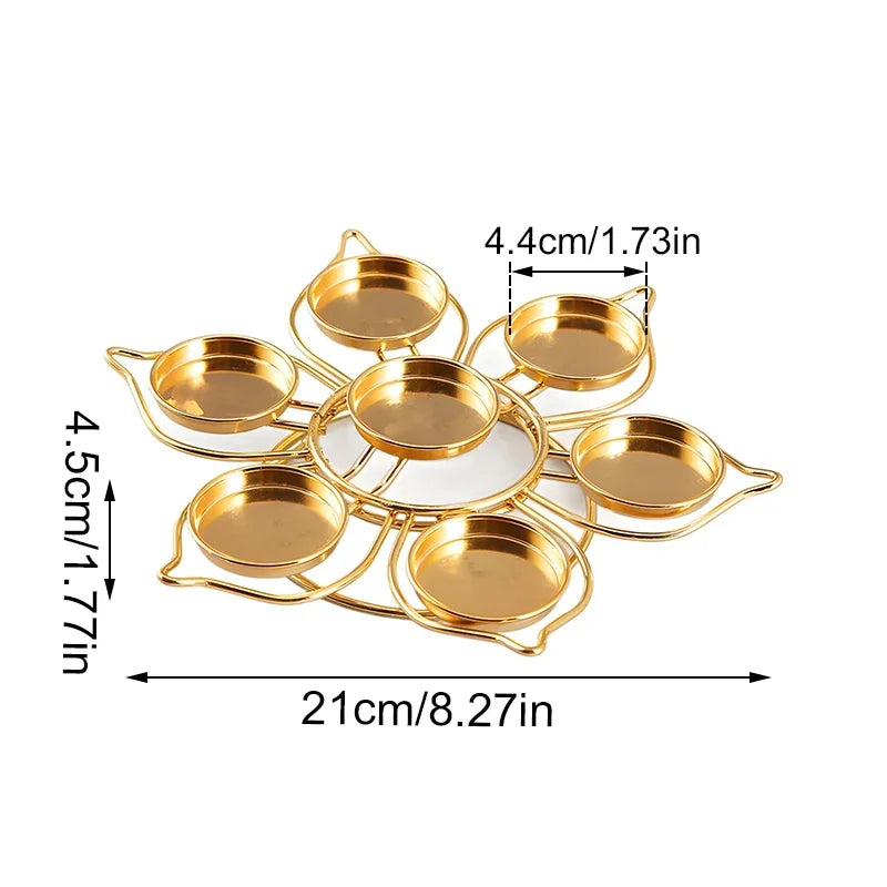 Golden Butter Lamp Holder Metal Lotus Light Cup Candlestick Living Room Restaurant Temples Buddhist Candle Stand Home Decoration
