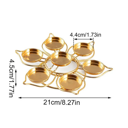 Golden Butter Lamp Holder Metal Lotus Light Cup Candlestick Living Room Restaurant Temples Buddhist Candle Stand Home Decoration