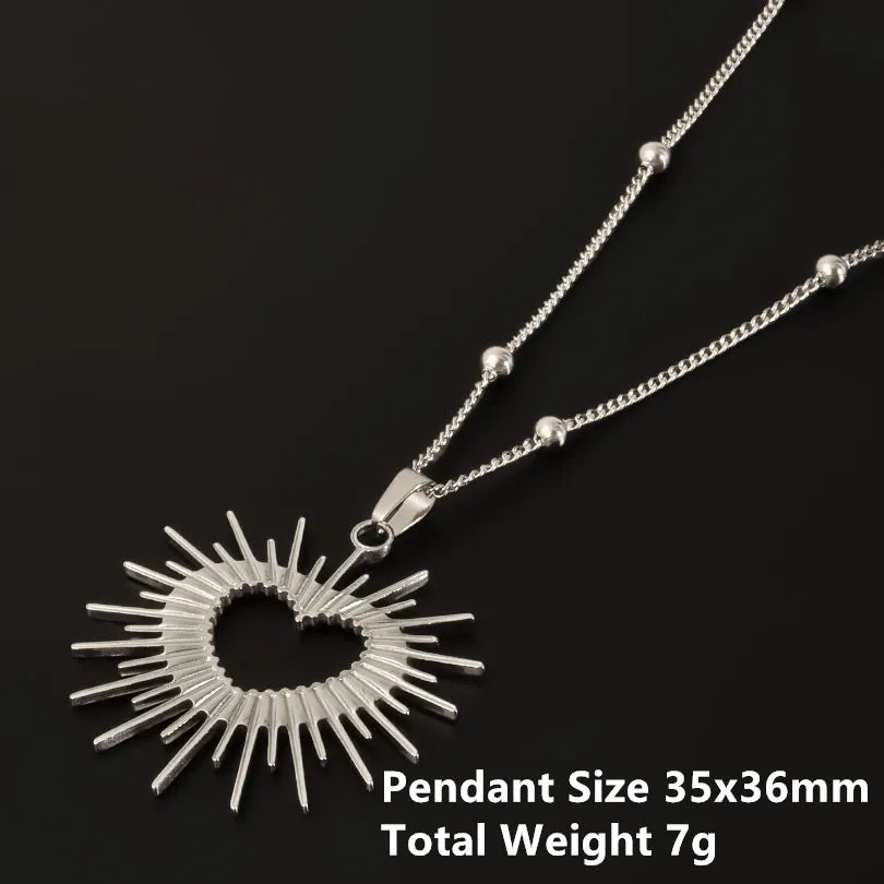 1Pc Religious Christian Catholic Sacred Heart Pendant Necklaces Stanless Steel Gothic Moth Textured Love Collares Jewelry