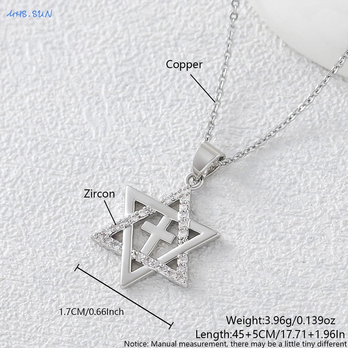 MHS.SUN Luxury Star of David Necklaces for Women Men Fashion Hollow Hexagonal Star Pendant Chain Necklace Judaica Jewish Jewelry