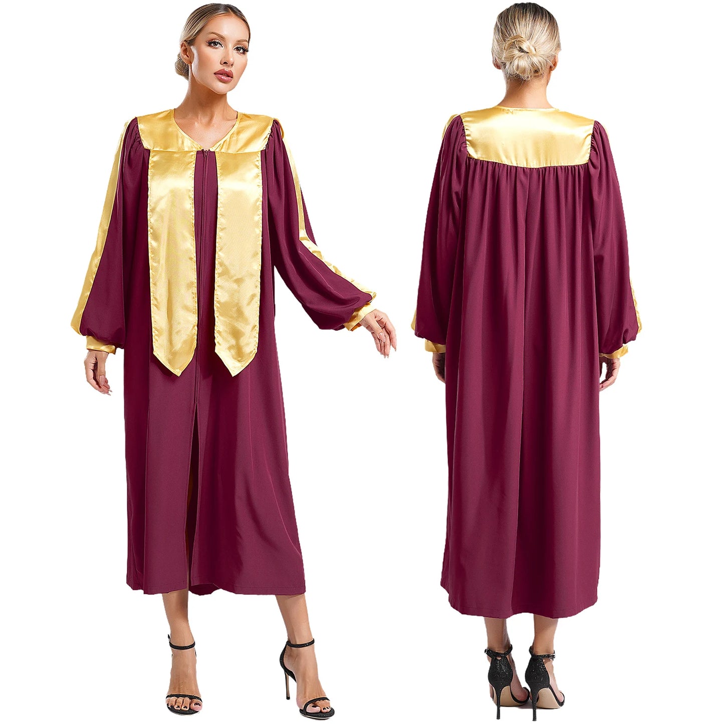 Women Church Clergy Robe Baptism Confirmation Officiant Costume Priest Preacher Dresses Choir Performance Praise Worship Dress