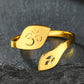 Dawapara Buddhism Spiritual OM Ohm Symbol Adjustable Ring Spiral Sacred Geometry Finger Ring Stainless Steel Jewelry