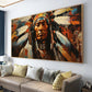 American Indian Man Poster, Ethnic Prints Wall Decor, Native Chief Canvas Painting Wall Art, for Living Room Home Decoration
